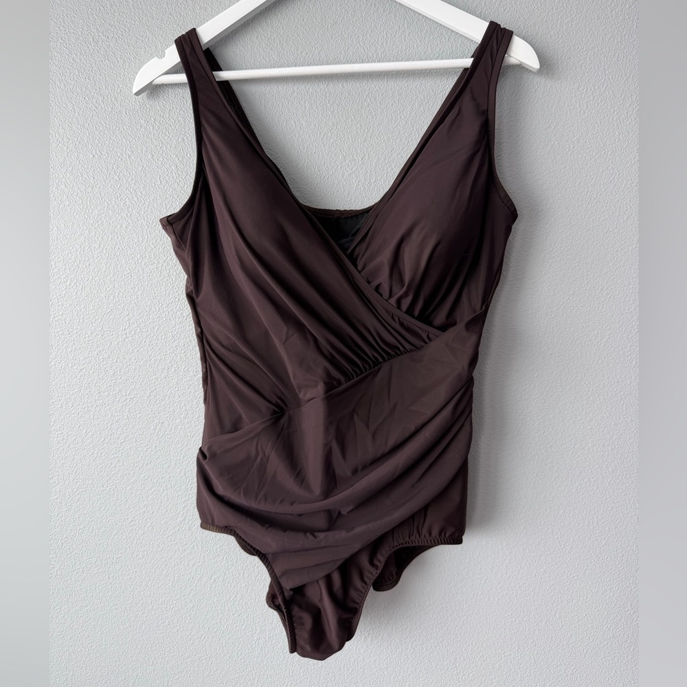Miraclesuit Brown Oceanus Wrap Front Shapewear On… - image 3
